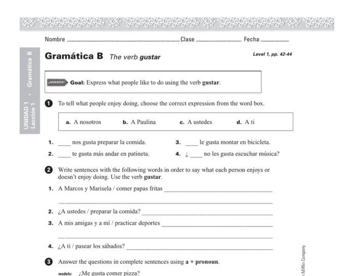 Unidad 2 leccion 2 answer key