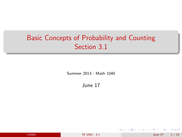 Quiz 12-1 basic set theory counting outcomes probability