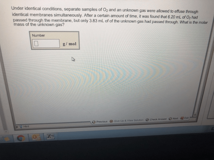 Under identical conditions separate samples of o2